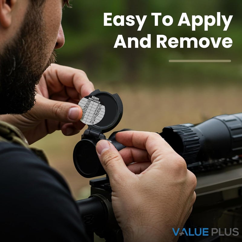 ValuePlus 25 Pack Writable Scope DOPE Sticker for Long-Range Shooting- Scope Sticker Can Be Used with Range Card and Dope Cards for Shooting -1.5 Inch Diameter- Fits Most Scope Caps - Image 5